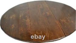 Solid British Tiger Oak Shabby Antique Drop Leaf Gate Leg Table England SOLID