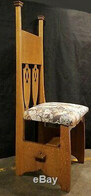 Solid Tiger Oak Arts & Crafts Antique High Back Chair Mission Craftsman Nouveau