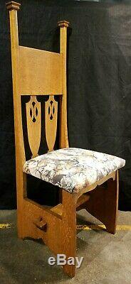Solid Tiger Oak Arts & Crafts Antique High Back Chair Mission Craftsman Nouveau
