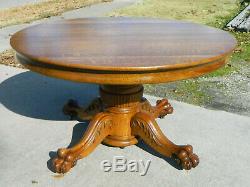 Solid Tiger Oak Dining Table 54 Inches RoundExtends to 77 inches with3 leaves