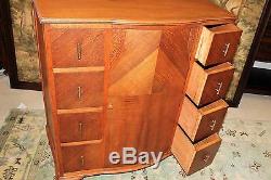 Solid Tiger Oak Wood Queen Anne Cabinet 8 Small Drawer Cupboard Chest of Drawer