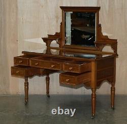 Stunning Antique Circa 1880 Howard & Son's Tiger Oak Dressing Table & Mirror