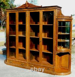 Stunning Tiger Oak Bookcase Display CabinetAdjustable Shelves