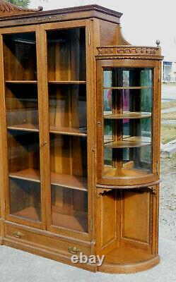 Stunning Tiger Oak Bookcase Display CabinetAdjustable Shelves