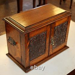 Stunning Turn Of The Century Tiger Oak English Tobacco Pipe Box