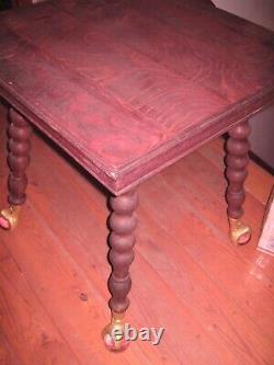Table Glass Ball Eagle Claw Feet Lathed Legs Tiger Oak Victorian Very Nice Piece