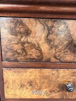 Table wood side 5 drawer tiger oak english carved Work Table 19.5x12.5x25