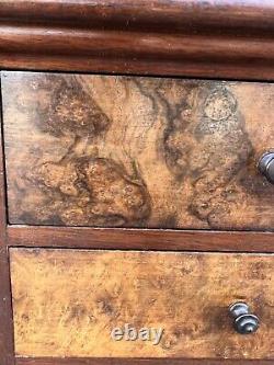 Table wood side 5 drawer tiger oak english carved Work Table 19.5x12.5x25
