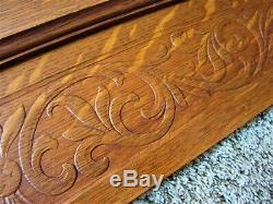 Tiger Oak Architectural Arch Crest Victorian Embossed Carved Furniture Pediment