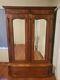 Tiger Oak Armoire 2 Door With Fancy Beveled Glass Beautifully Carved