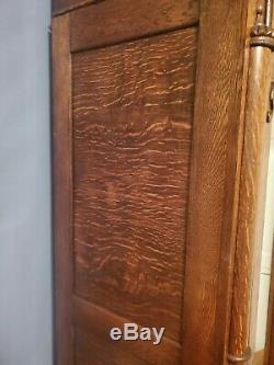 Tiger Oak Armoire 2 door with Fancy beveled Glass beautifully carved