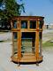 Tiger Oak Bow Front China Cabinet Circa 1900glass Shelvesmirrored Back