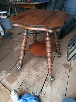 Tiger Oak Claw & Glass Ball Parlor Table