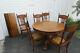 Tiger Oak Dining Set Of Claw Feet Table With 4 Leaves And 6 Chairs 1031