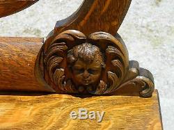 Tiger Oak Dresser Decorated with Cherub Heads circa 1900