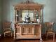 Tiger Oak Mirrored Sideboard Buffet With Griffins And Detailed Carvings