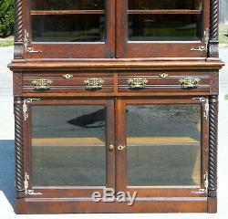Tiger Oak Step-back China CabinetBookcaseDisplay Cabinet circa 1890