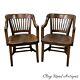Tiger Oak Antique Heywood Wakefield Banker Lawyers Courthouse Chairs Pair 1920