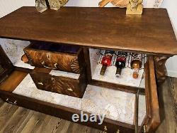 Tiger oak antique buffet sideboard