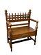 Tiger Oak Antique Victorian Eastlake Folk Art Hall Bench Aesthetic Drawer Chair