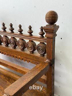 Tiger oak antique victorian eastlake folk art hall bench aesthetic drawer chair