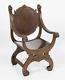 Tiger Oak Lion Head Throne Chair Heavily Carved Late Victorian Roman Chair Clean
