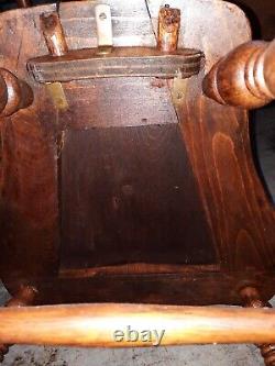 Tigers Oak 1800s Antique Chair Embossed Leather Courting Couple Panel Phoenix Co