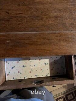 True Antique Victorian Tiger Oak Wood American Dresser Chest & Mirror