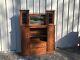 Unusual Antique Tiger Oak Raised Paneled Bookcase/cabinet 76 X 59 X 14