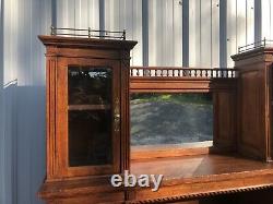 Unusual Antique Tiger Oak Raised Paneled Bookcase/Cabinet 76 X 59 X 14