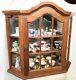Vintage Tiger Oak Wood Glass Wall Collector's Display Cabinet No Cups