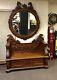 Victorian 1880 Hall Tree Mirror Set Tiger Oak Quarter Sawn Absolutely Beautiful