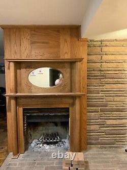 Victorian American Tiger Oak Fireplace Mantel Double Column. With extensions