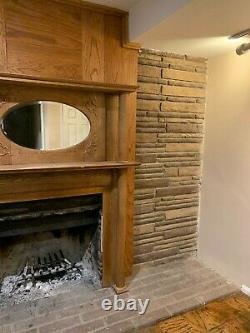 Victorian American Tiger Oak Fireplace Mantel Double Column. With extensions