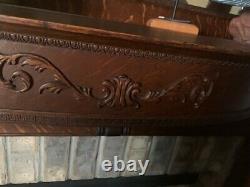 Victorian American Tiger Oak Mantel and Mirror Fireplace Surround