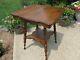 Victorian Antique Parlor Table Tiger Oak Barley Twist Legs And Lower Shelf