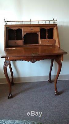 Victorian Antique(tiger Oak) Petite Writing Desk Pre 1800