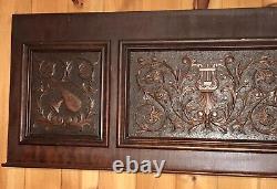 Victorian Architectural Salvage Carved Tiger Oak Piano Panel Music Instruments