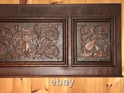 Victorian Architectural Salvage Carved Tiger Oak Piano Panel Music Instruments