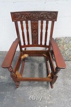 Victorian Early 1900s Carved Tiger Oak Rocking Chair 4941