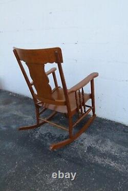 Victorian Early 1900s Oak Rocking Chair 4015