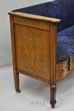 Victorian Golden Tiger Oak Dresser Chest Re-purposed to Upholstered Entry Bench
