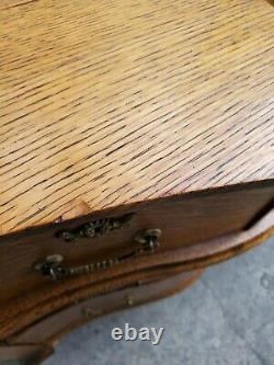 Victorian Large Tiger Oak American Vanity Dresser Chest Batwing Mirrors 1900's