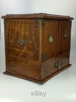 Victorian Stationary Cabinet Tiger Oak Wood