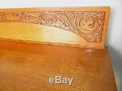 Victorian Tiger Oak Antique Server Sideboard With Spectacular Carved Designs