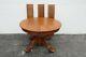 Victorian Tiger Oak Claw Feet Round Dinette Dining Table And 3 Leaves 2182
