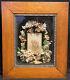 Victorian Wedding Photo Tiger Oak Shadow Box Floral Wreath Mourning Wavy Glass
