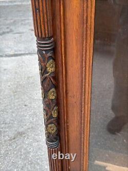 Victorian heavily carved tiger oak two door bookcase 1880 gilt quartersawn