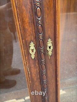 Victorian heavily carved tiger oak two door bookcase 1880 gilt quartersawn