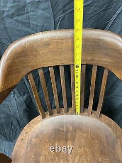 Vintage 1950s Solid Tiger Oak Swivel Desk Chair 36 Height